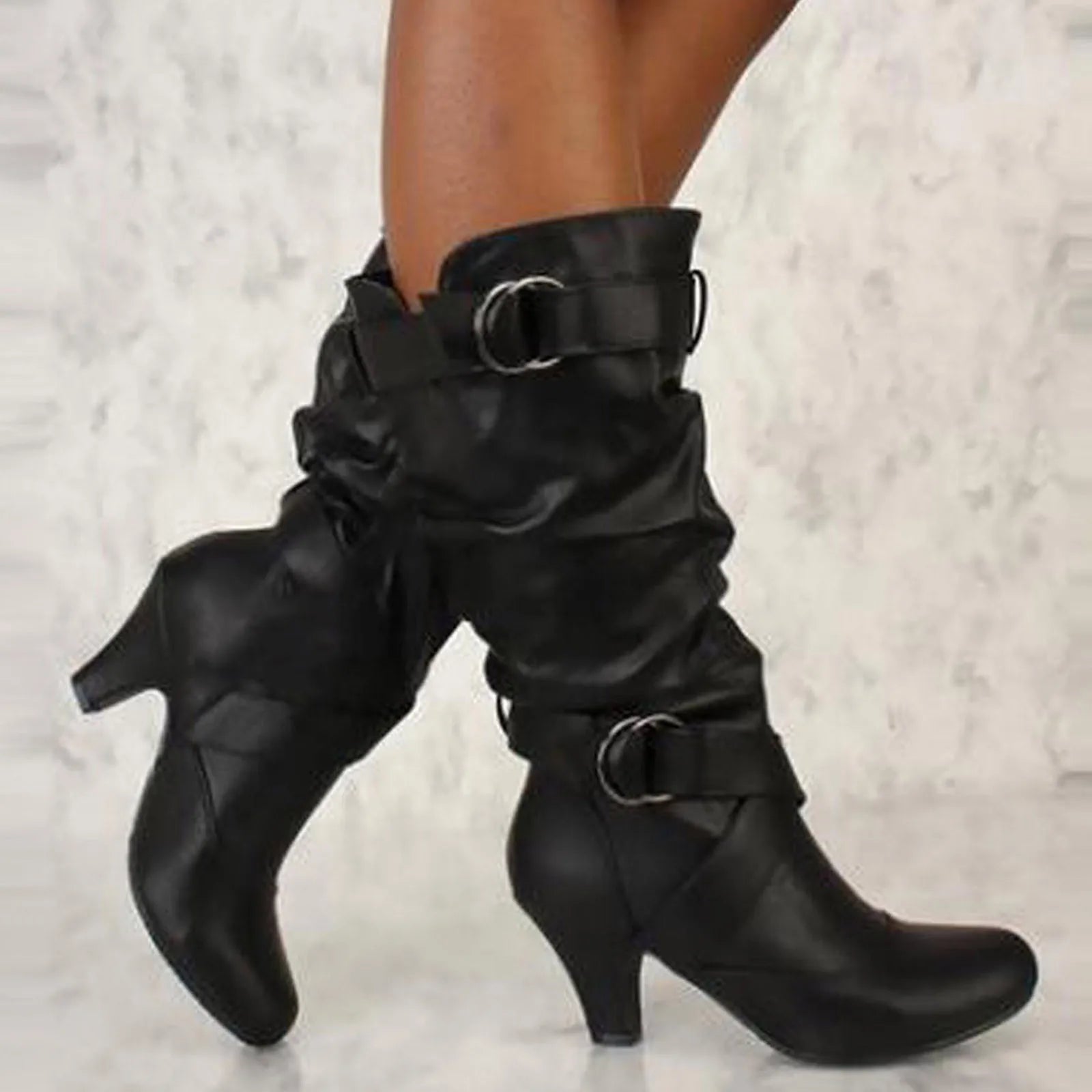 Women High Heel Boots Retro Booties Tapered Heel Boots Shoes Ladies Shoes Pu High Heels Boots Fast Delivery Botas Mujer