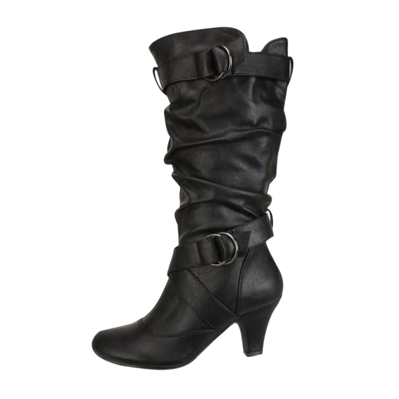 Women High Heel Boots Retro Booties Tapered Heel Boots Shoes Ladies Shoes Pu High Heels Boots Fast Delivery Botas Mujer