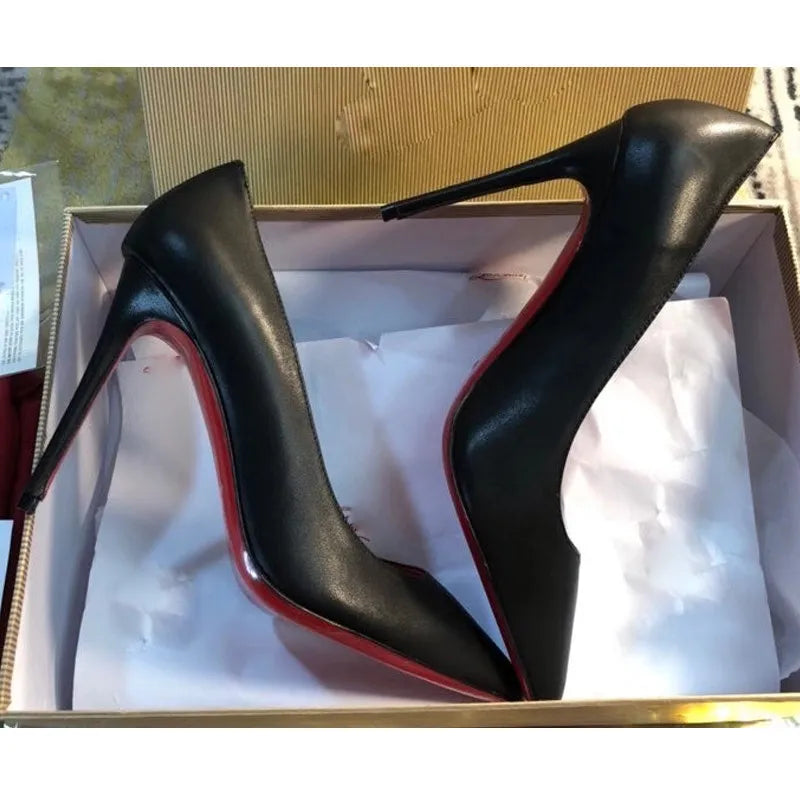 2026 new matte black 12cm ultra-fine high heels, shallow mouth sexy classic suede professional single shoes for women